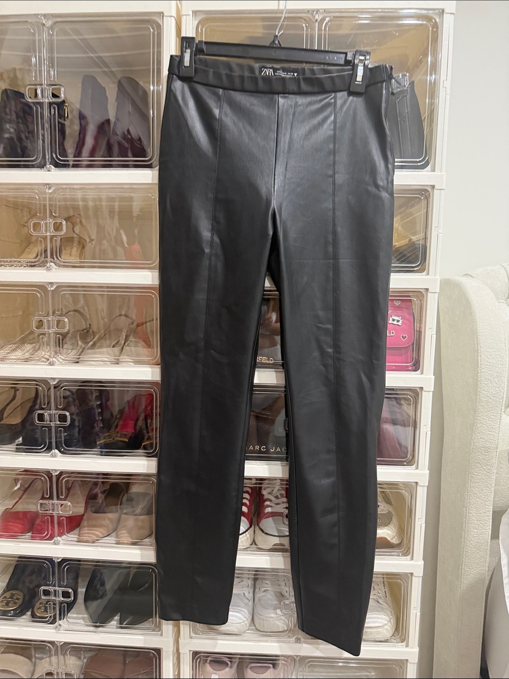 Zara Black Faux Leather Skinny Pants
